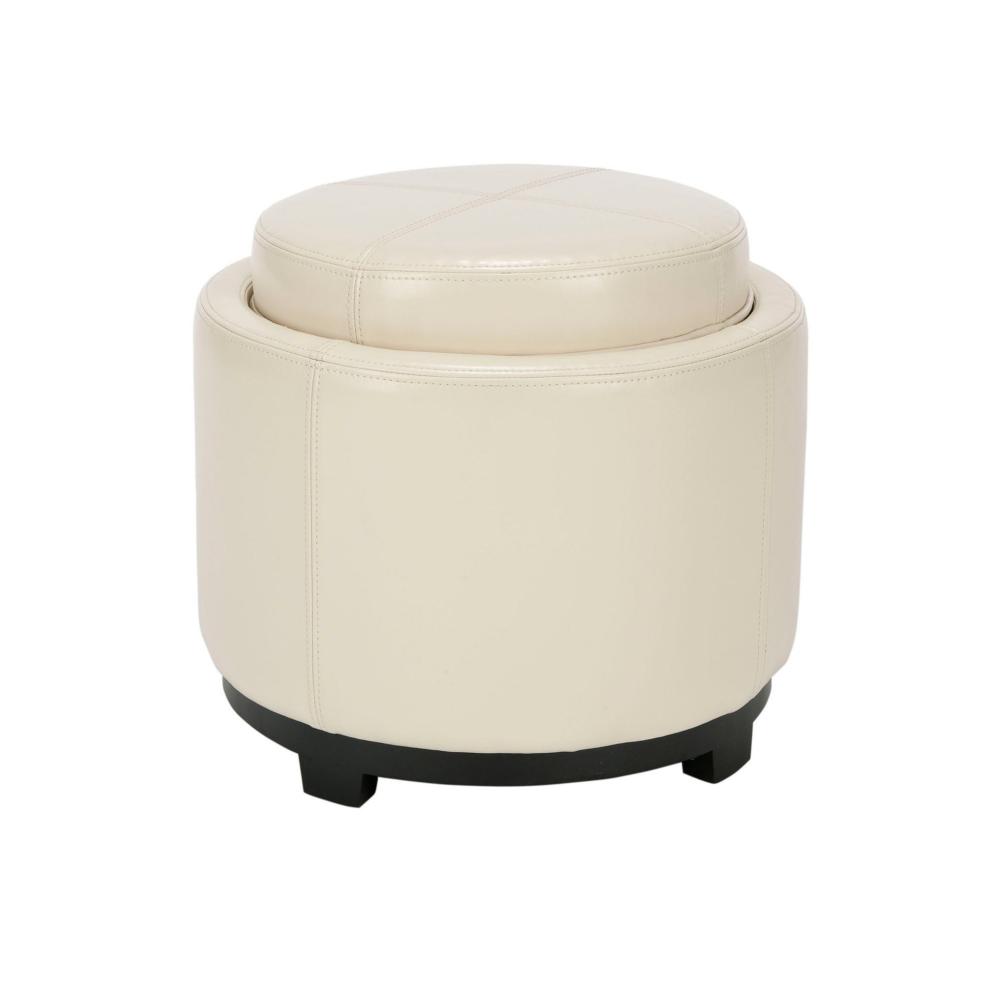 Safavieh Jasper Round Tray Storage Ottoman, Flat Ivory