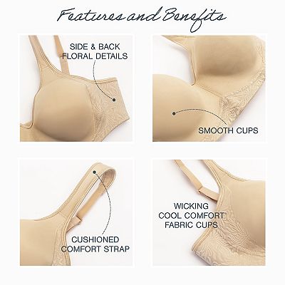 Reggiseno Playtex Smoothing Wireless 4049, Altamente Coprente, Bianco, Taglia 46C Donna