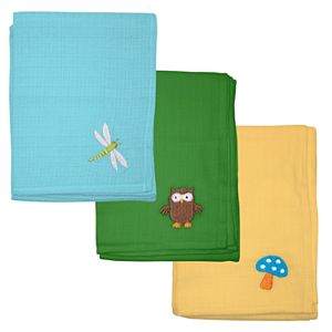 Green Sprouts by i play. 3-pk. Embroidered Muslin Multipurpose Baby Wipes
