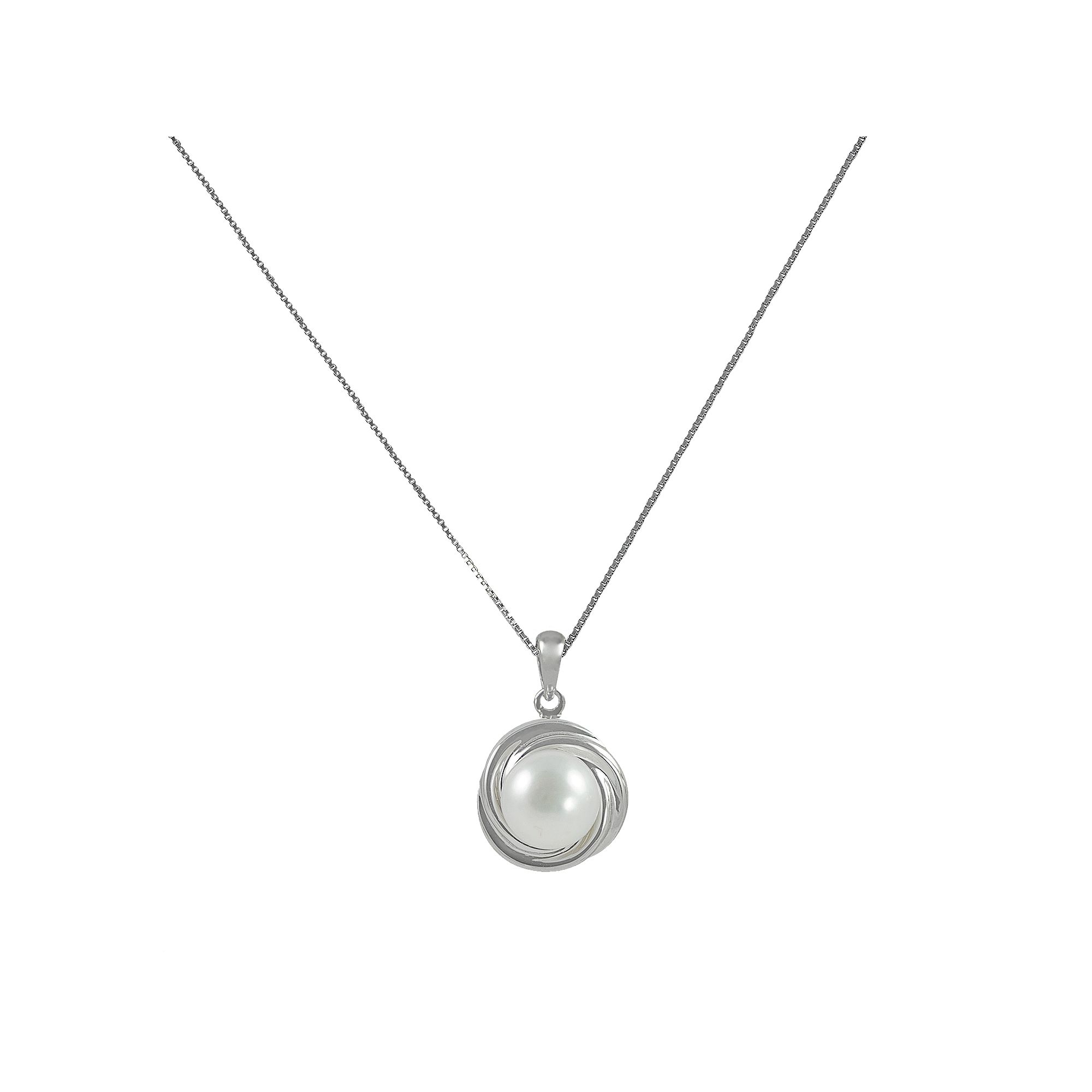 PearLustre by Imperial Sterling Silver Freshwater Cultured Pearl Love Knot