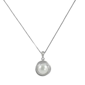 PearLustre by Imperial Sterling Silver Freshwater Cultured Pearl Love Knot Pendant