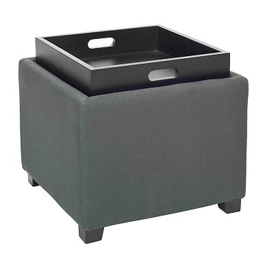 Safavieh Bennett Neutral Square Single Tray Storage Ottoman