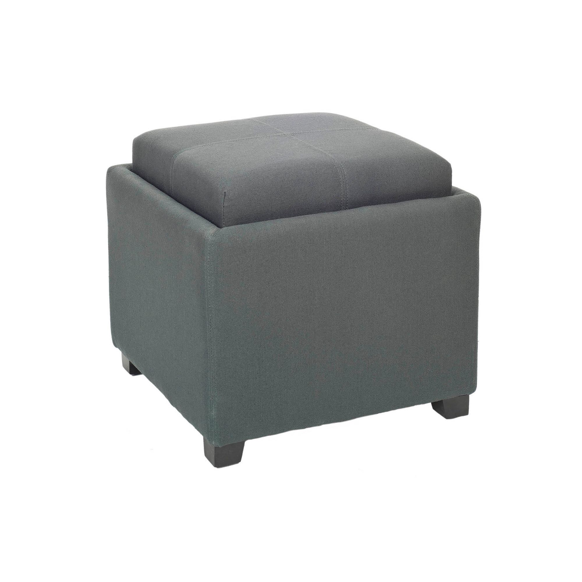 Safavieh Bennett Neutral Square Single Tray Storage Ottoman, Grey