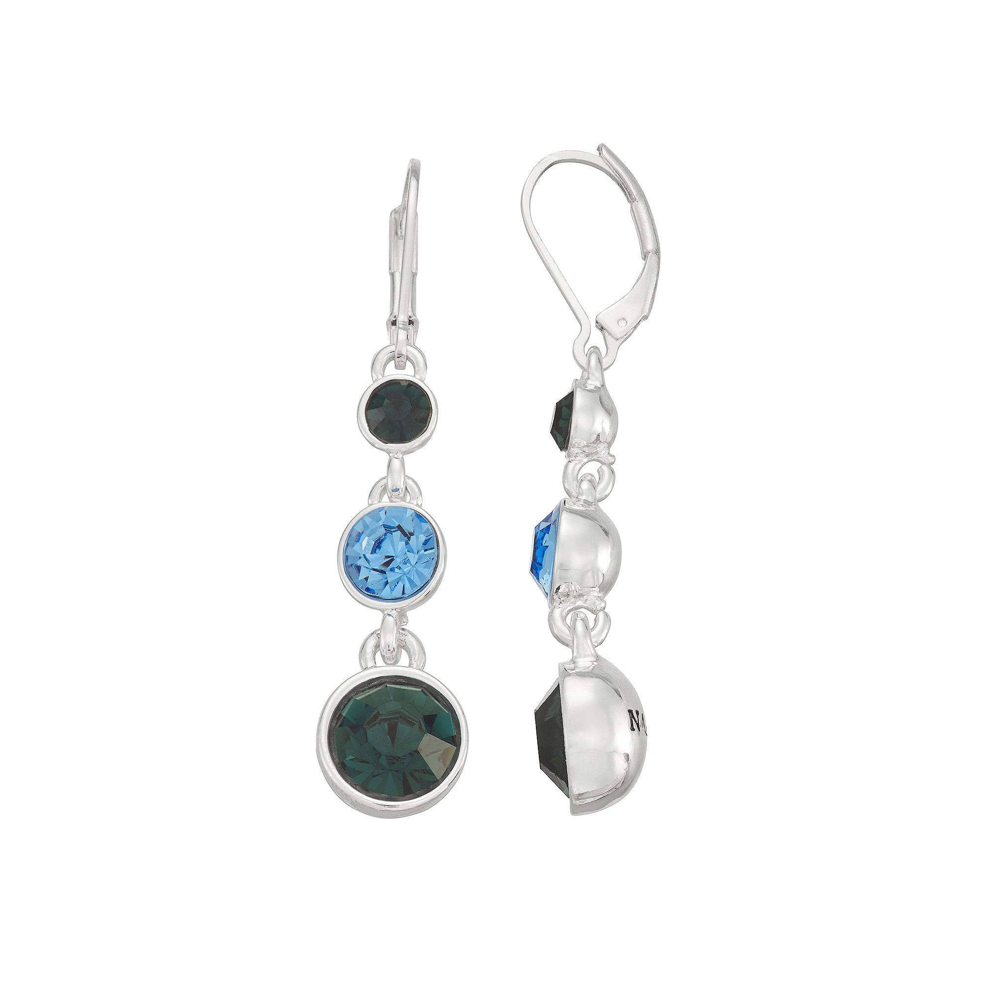 Napier Silver Tone Simulated Crystal Linear Drop Earrings, Womens, Blue
