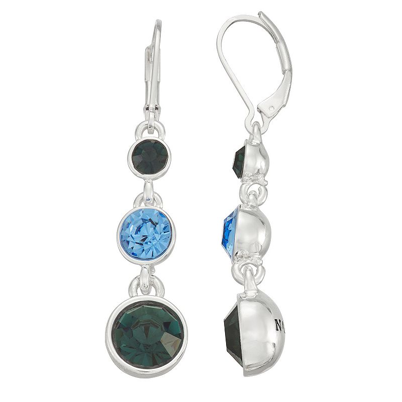 Napier Silver Tone Simulated Crystal Linear Drop Earrings, Womens, Blue
