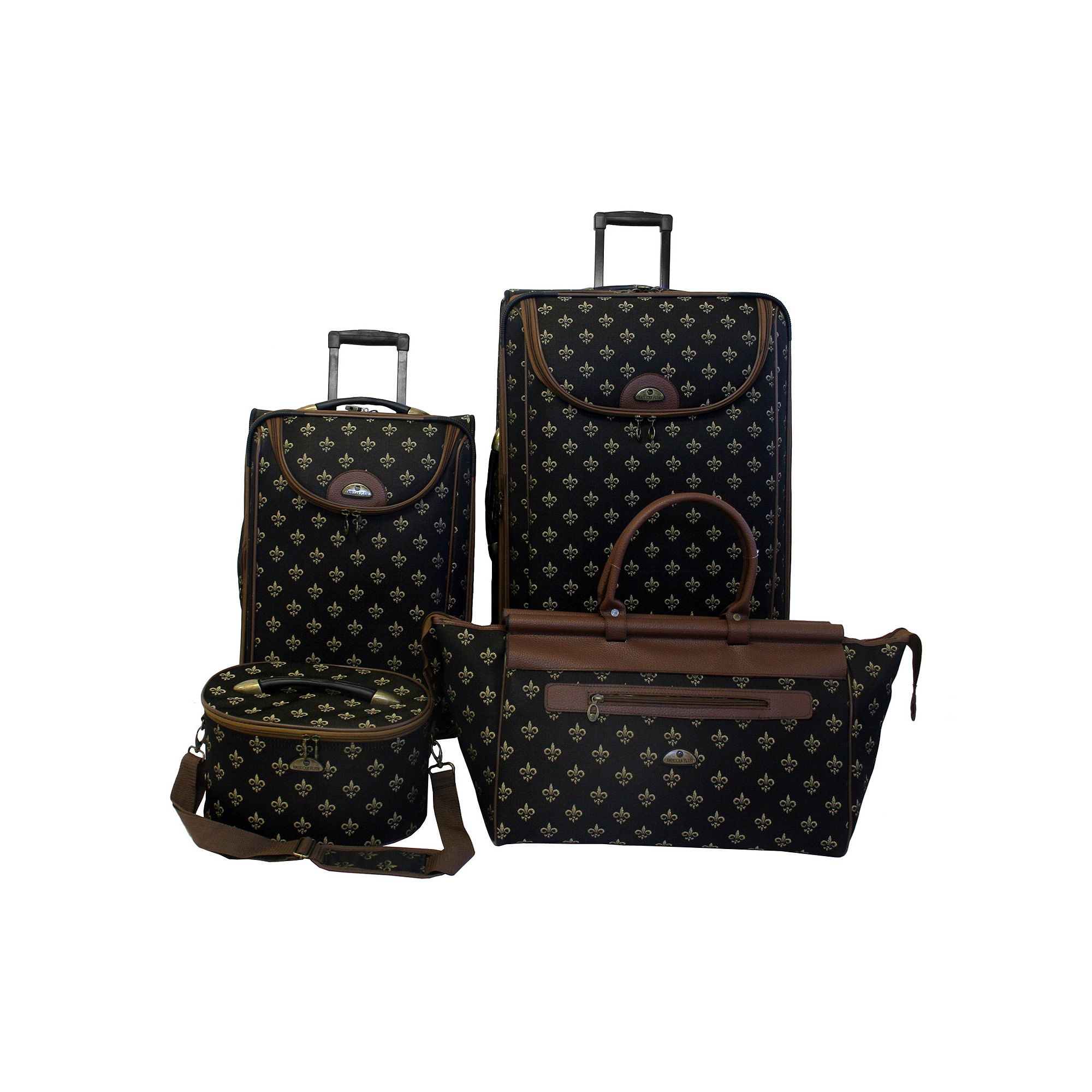 American Flyer Fleur-de-Lis 4-Piece Luggage Set, Black