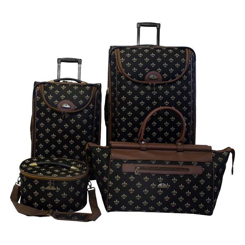 American Flyer Fleur-de-Lis 4-Piece Luggage Set, Black, 4 PC SET