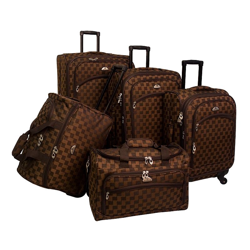 92607518 American Flyer Madrid 5-Piece Luggage Set, Brown,  sku 92607518