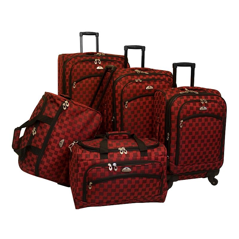 92607544 American Flyer Madrid 5-Piece Luggage Set, Red, 5  sku 92607544