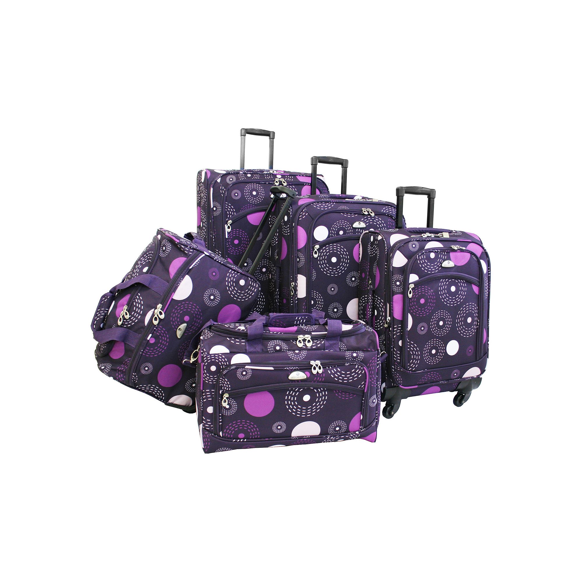 American Flyer 5-Piece Fireworks Luggage Set, Purple