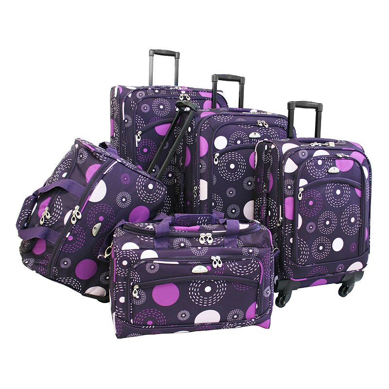 American Flyer 5-Piece Fireworks Luggage Set, Purple, 5 PC SET