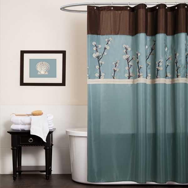 Lush Decor Cocoa Flower Fabric Shower Curtain