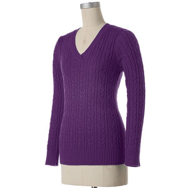 Women's Croft & Barrow® Solid Cable-Knit Sweater