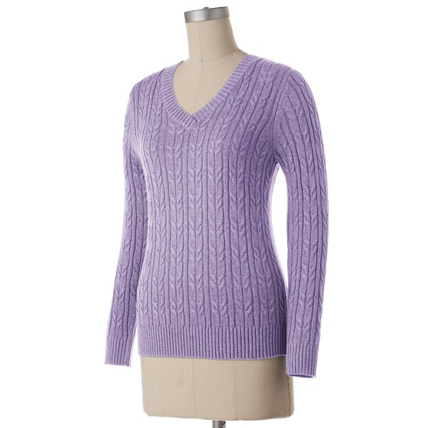 Women's Croft & Barrow® Solid Cable-Knit Sweater