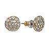 Chaps Gold Tone Simulated Crystal Button Stud Earrings