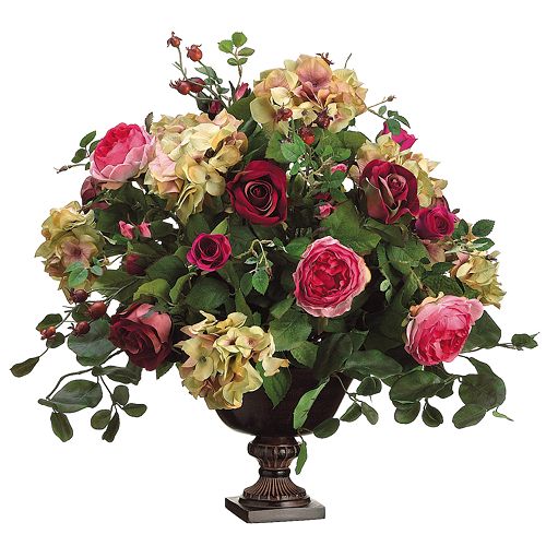 21 In Artificial Rose Hydrangea Euphorbia Floral Arrangement