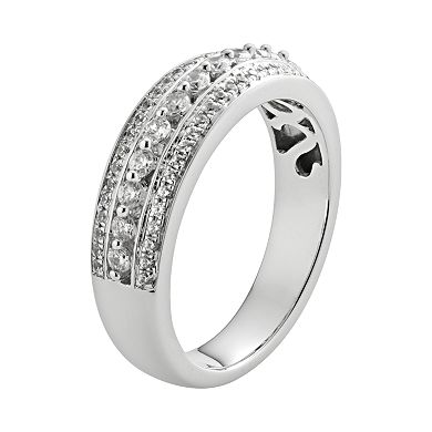 14k White Gold 1/2-ct. T.W. IGL Certified Diamond Multirow Wedding Ring