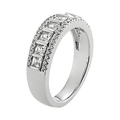 14k White Gold 1-ct. T.W. IGL Certified Princess-Cut Diamond Multirow Wedding Ring