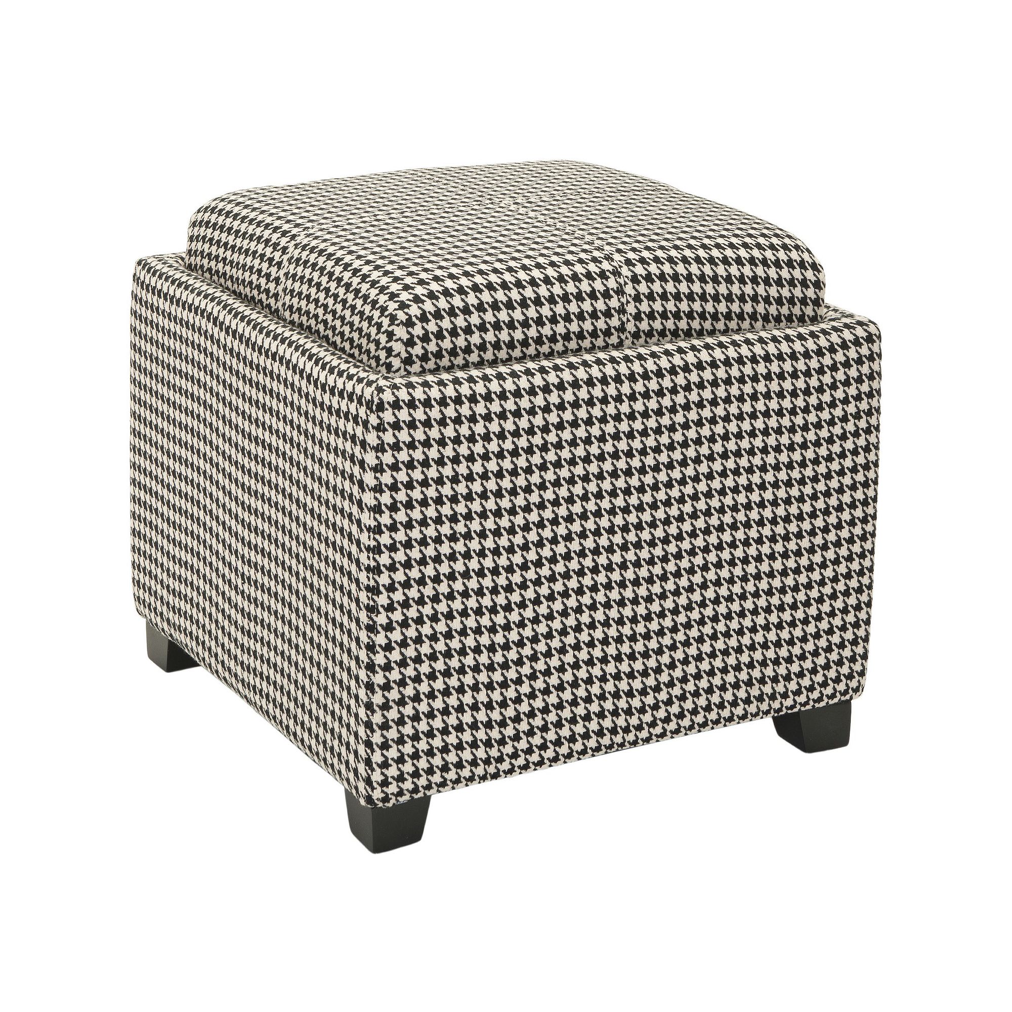Safavieh Bennett Square Houndstooth Single Tray Storage Ottoman, Multicolor