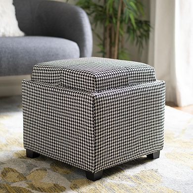 Safavieh Bennett Square Houndstooth Single Tray Storage Ottoman