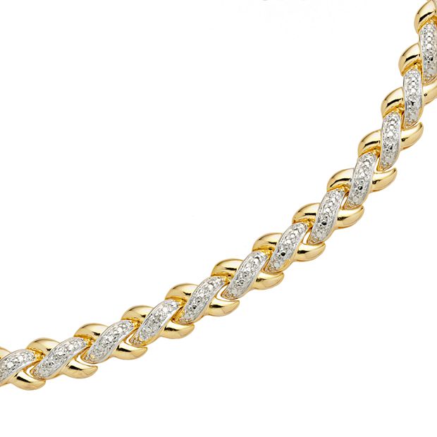 Symbol Links Gold Diamond Bracelet 18K Highly Polish Gold Blossoms