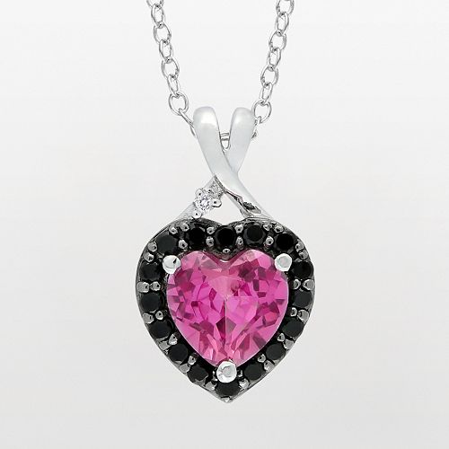 Sterling Silver Lab-Created Pink Sapphire, Black Spinel & Diamond ...