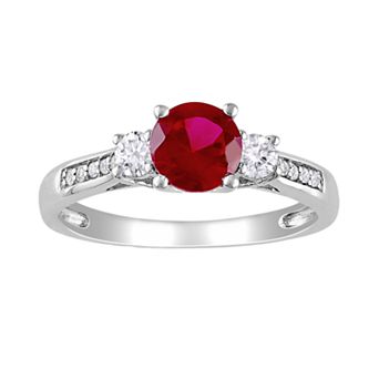 Stella Grace 10k White Gold Lab-Created Ruby, Lab-Created White Sapphire and Diamond Accent Ring
