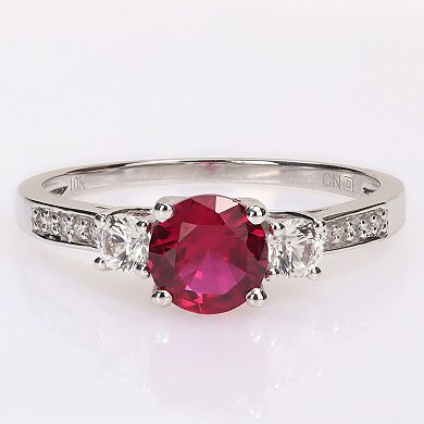 Stella Grace 10k White Gold Lab-Created Ruby, Lab-Created White Sapphire and Diamond Accent Ring