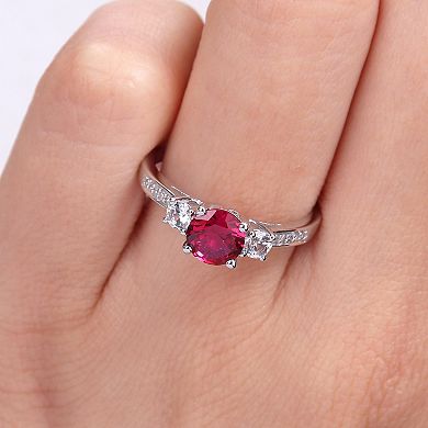 Stella Grace 10k White Gold Lab-Created Ruby, Lab-Created White Sapphire and Diamond Accent Ring