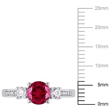 Stella Grace 10k White Gold Lab-Created Ruby, Lab-Created White Sapphire and Diamond Accent Ring