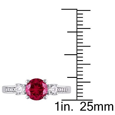 Stella Grace 10k White Gold Lab-Created Ruby, Lab-Created White Sapphire and Diamond Accent Ring