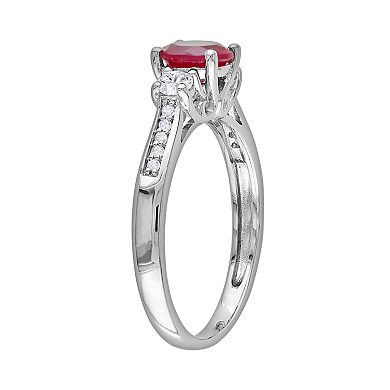 Stella Grace 10k White Gold Lab-Created Ruby, Lab-Created White Sapphire and Diamond Accent Ring