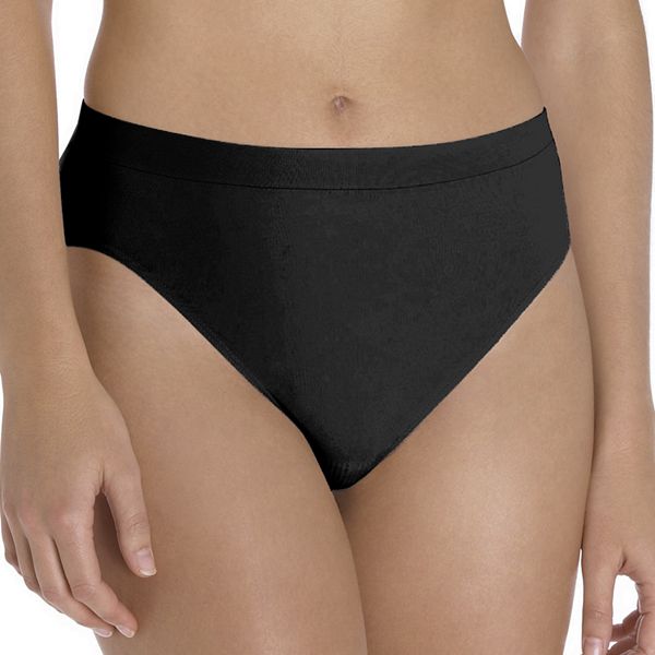 Bali Women`s Comfort Revolution Microfiber Seamless Hi Cut Panty (Pack of  2) (1 Black / 1 Nude) 