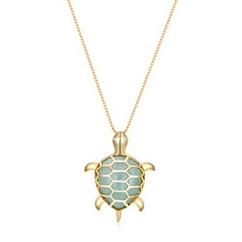 Dynasty Jade 18k Gold Over Silver Jade Turtle Pendant