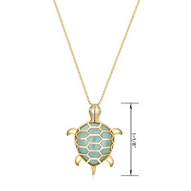 18k Gold Over Silver Jade Turtle Pendant