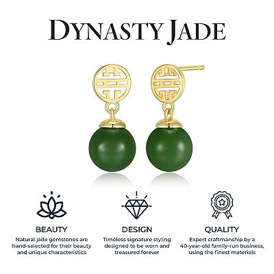 Dynasty Jade 18k Gold Over Silver Jade Greek Key Oval Pendant