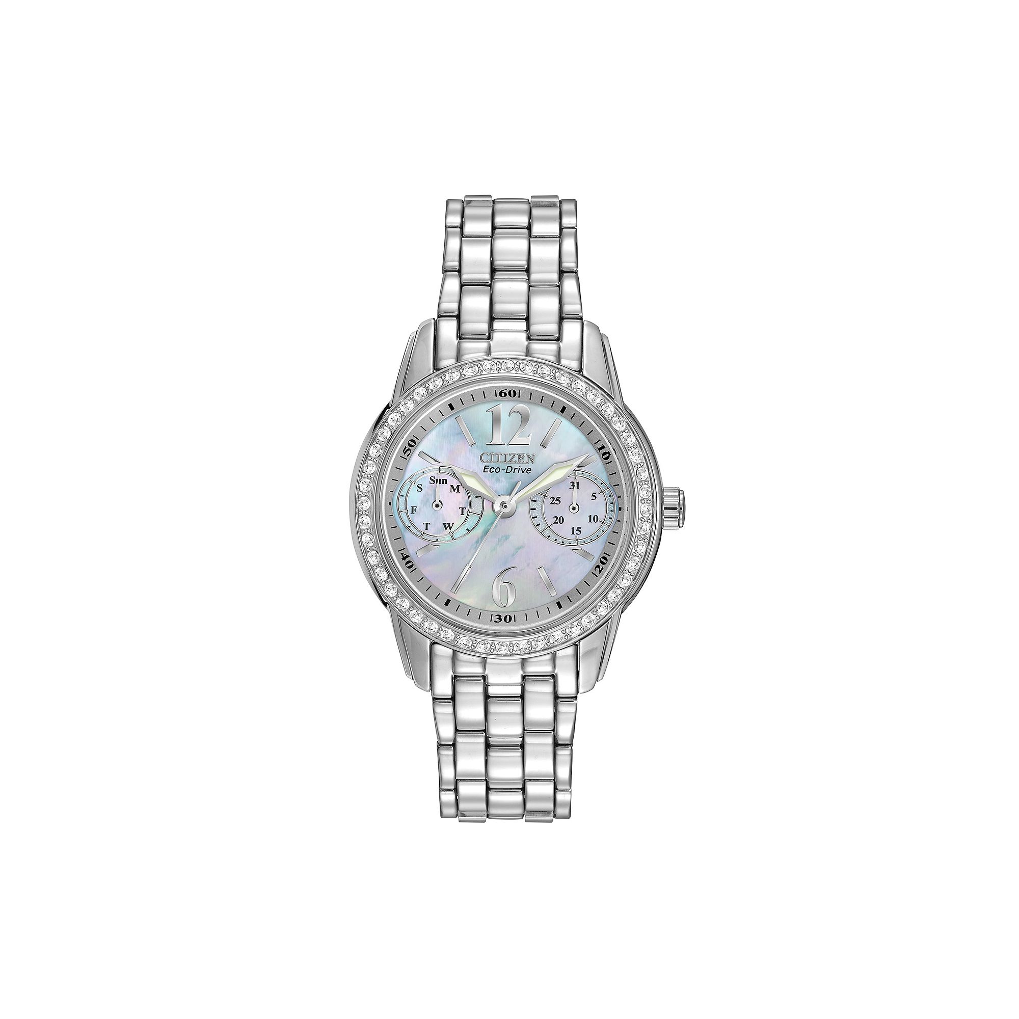 Citizen Silhouette Eco-Drive Stainless Steel Crystal & Mother-of-Pearl Watc