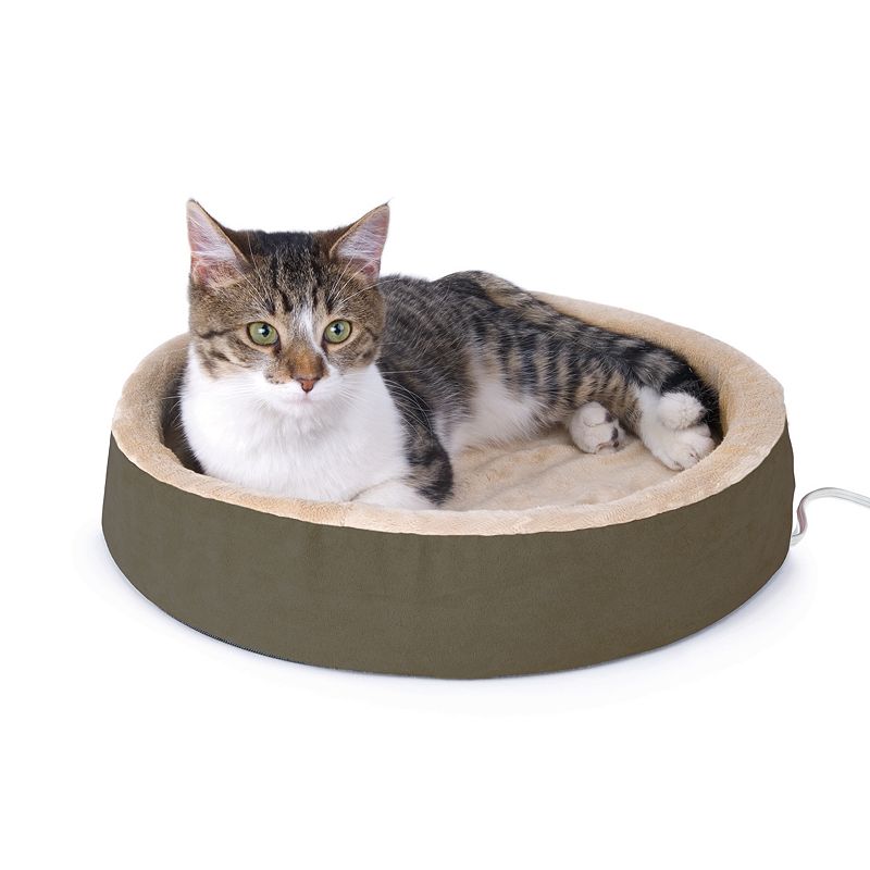 K&H Pet Thermo-Kitty Cuddle Up Heated Bed, Brown, S