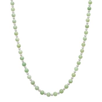 14k Gold Jade & Freshwater Cultured Pearl Necklace