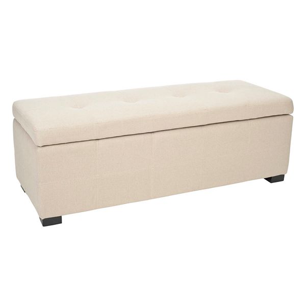 Safavieh Vivienne Large Beige Tufted Storage Bench