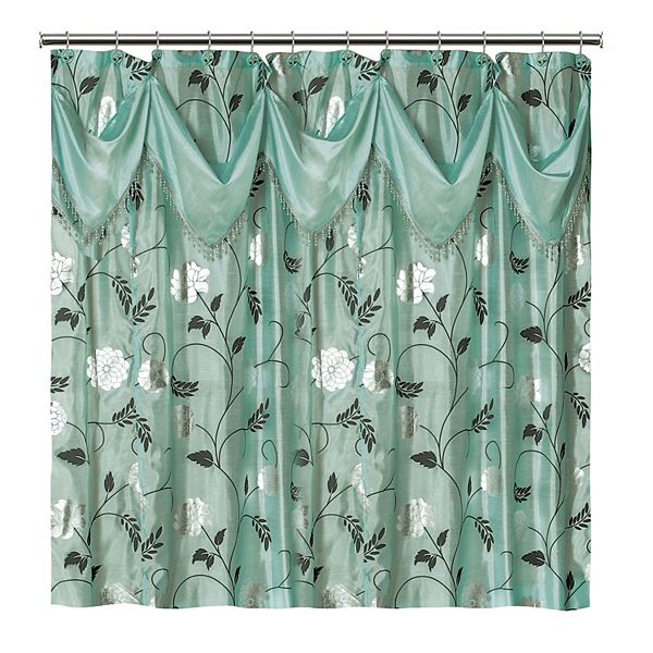 Popular Bath Avanti Fabric Shower Curtain, Fabric Shower Curtains With Valance