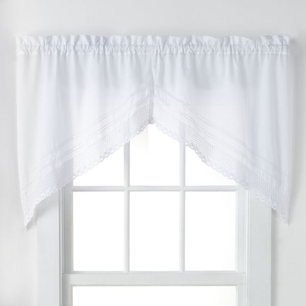 Swag Valance and tiers 58" CHF Crochet Tailored White window Curtain Panel Set 