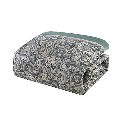 Madison Park Parure de lit 4 pièces 100 % coton, respirantes et douces, motif imprimé, poche élastique en coton pour matelas jusqu'à 43,2 cm, toutes saisons, grand lit, feuilles vertes