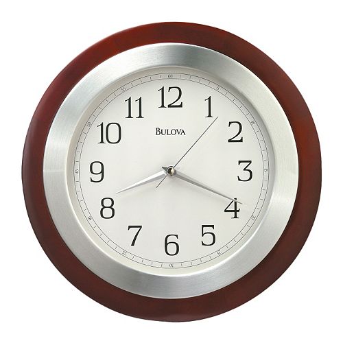 Bulova Reedham Wood and Aluminum Wall Clock - C4228