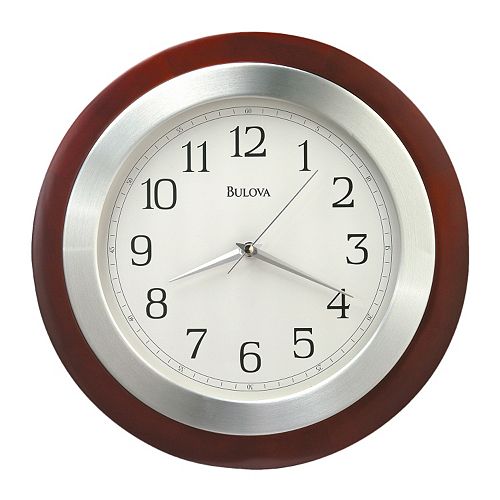 Bulova Reedham Wood and Aluminum Wall Clock – C4228