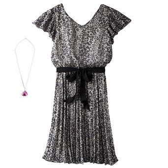 Speechless Cheetah Pleated Dress - Girls 7-16