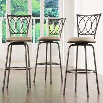 HomeVance 3 pc Scroll-Back Swivel Bar Stool Set