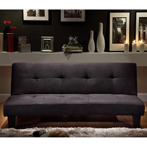 HomeVance Bento Black Microfiber Suede Mini Futon