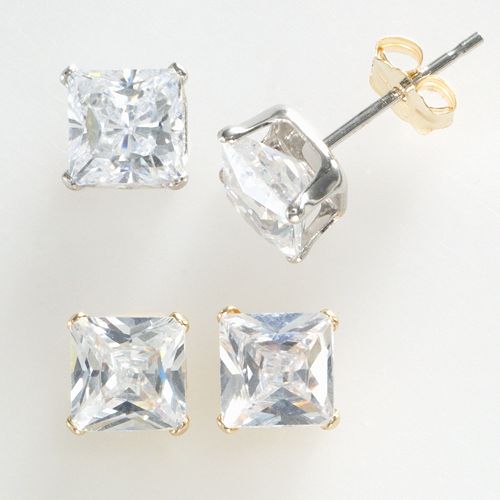 Renaissance Collection Two Tone 3-ct. T.W. Princess Earring Set - Made ...