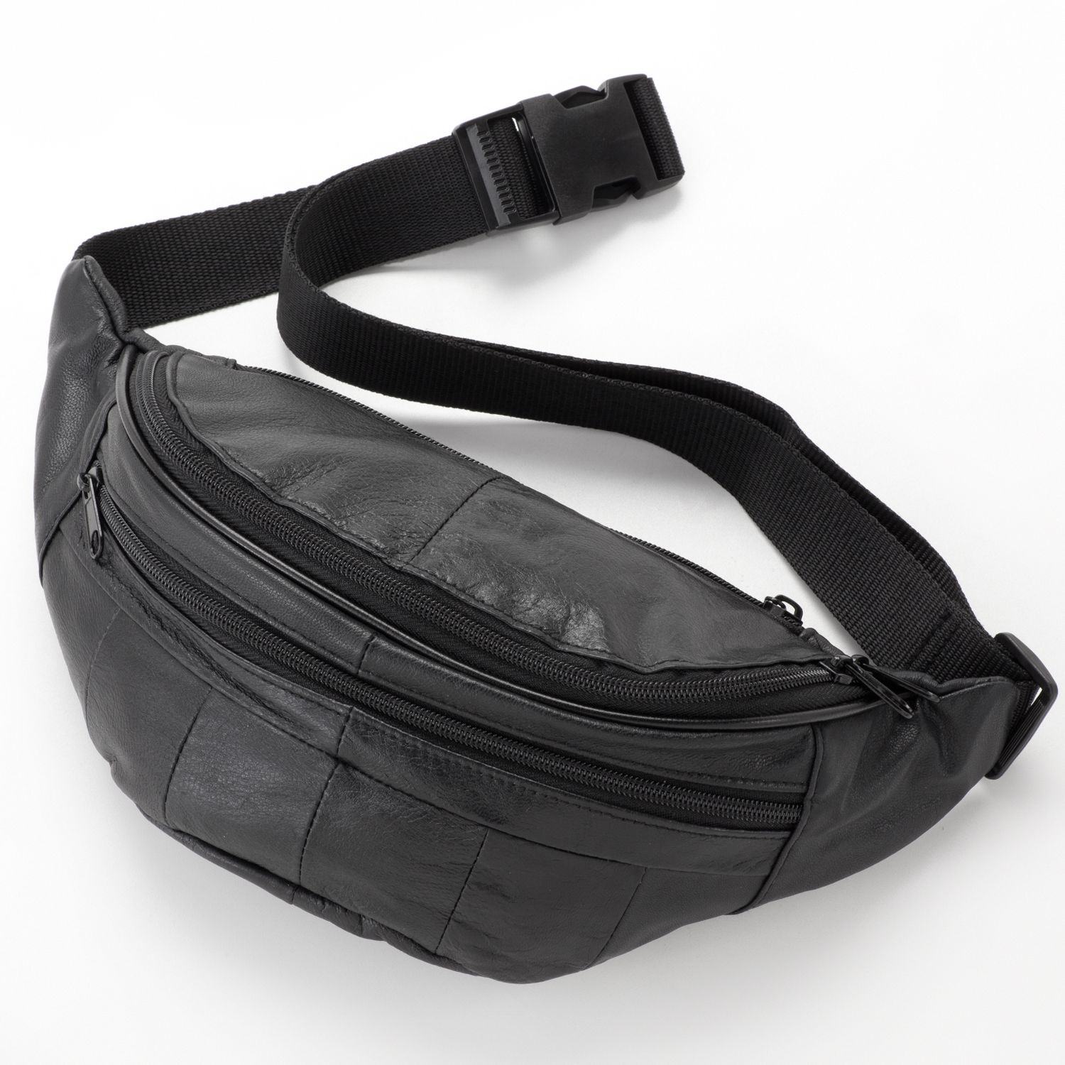 white leather fanny pack